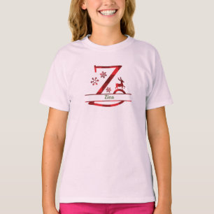Camiseta Personalizar Alfabeto de Natal Z Engraçado