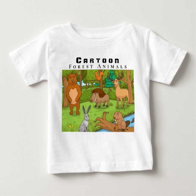 Camiseta Personalizar Animais da Floresta de Cartoon (Frente)