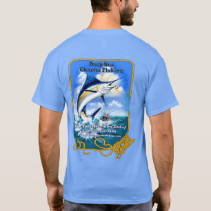 Camiseta Personalizar Barco de Pesca Esportiva no Oceano Em