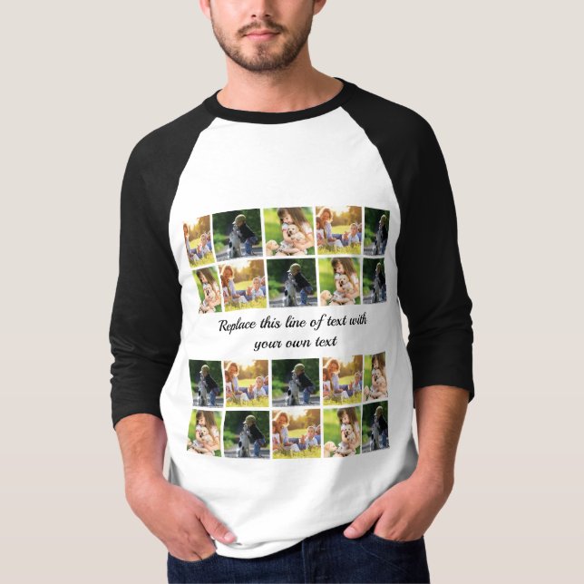 Camiseta Personalizar colagem e texto de fotos (Frente)