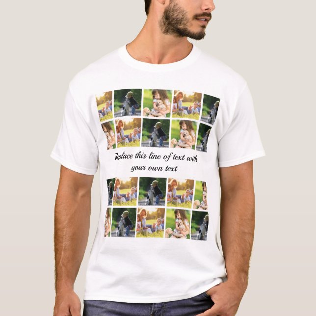 Camiseta Personalizar colagem e texto de fotos (Frente)