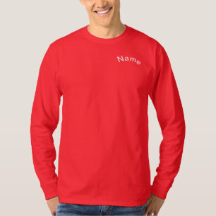 Camiseta Personalizar com Homens de Longa Folga Vermelha