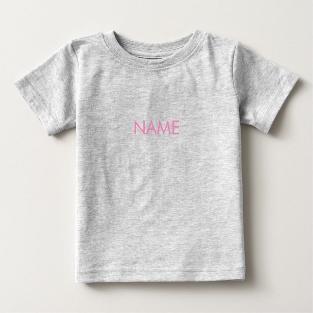 Camiseta Personalizar com nome, texto com letras rosa minim (Frente)