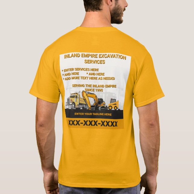 Camiseta Personalizar Construtor Geral de Escavação Constru (Verso)