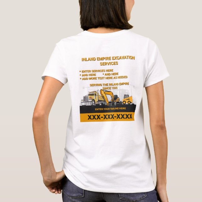 Camiseta Personalizar Construtor Geral de Escavação Constru (Verso)