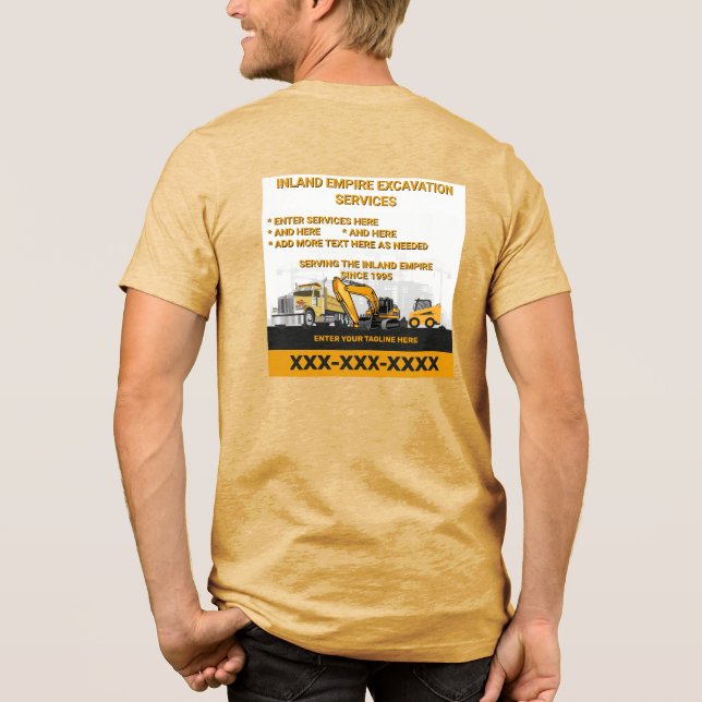 Camiseta Personalizar Construtor Geral de Escavação Constru (Verso)
