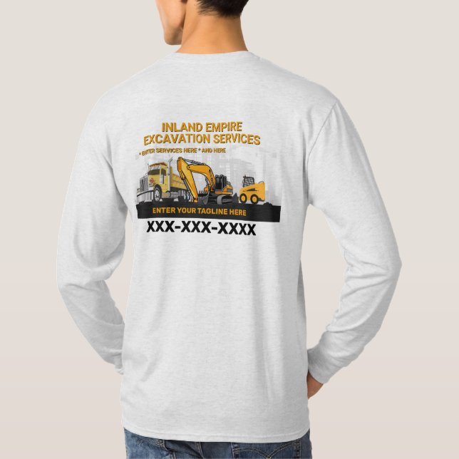 Camiseta Personalizar Construtor Geral de Escavação Constru (Verso)