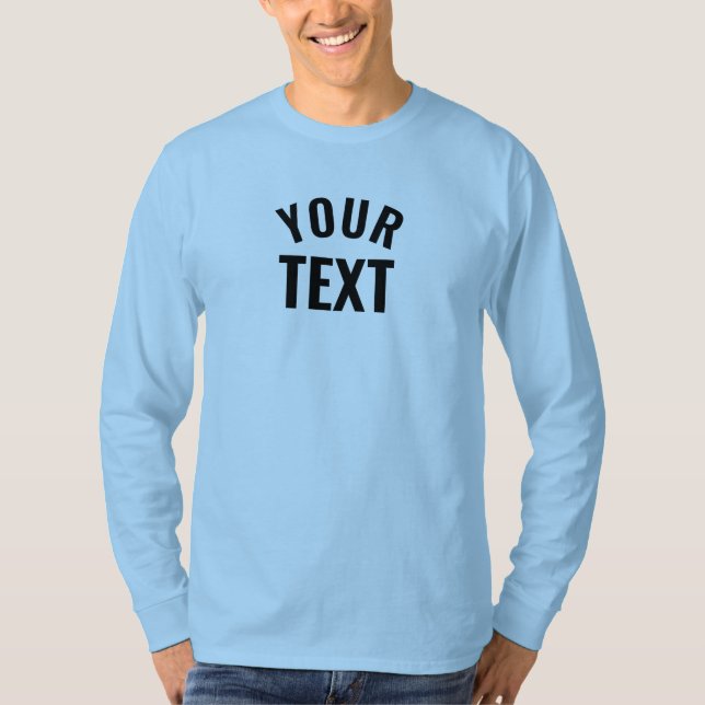 Camiseta Personalizar Mens Básicos de Longa Folha Azul Mode (Frente)