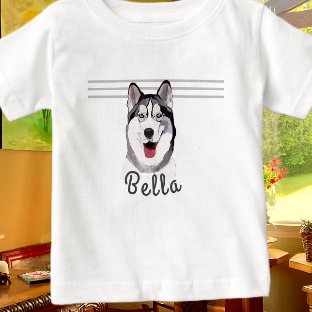 Camiseta Personalizar mensagem Siberian Husky Baby (Criador carregado)