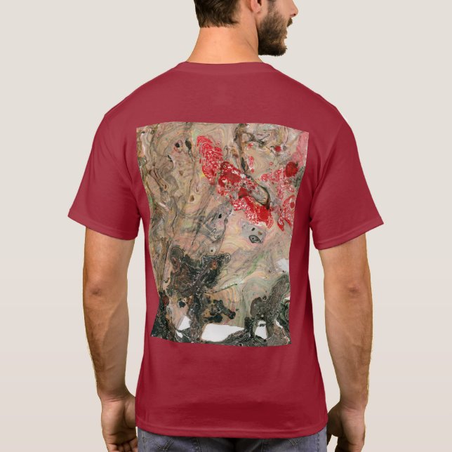 Camiseta Personalizar Modelo de Cor Vermelha Abstrato (Verso)