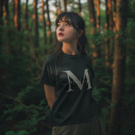 Camiseta Personalizar Monograma Nome inicial Mulher Escuro