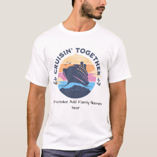 Camiseta Personalizar navio de cruzeiro da família azul/lar