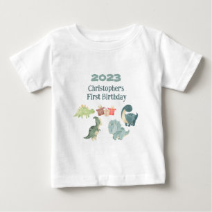 Camiseta Personalizar Nome Ano Primeiro Aniversário Bebê Di