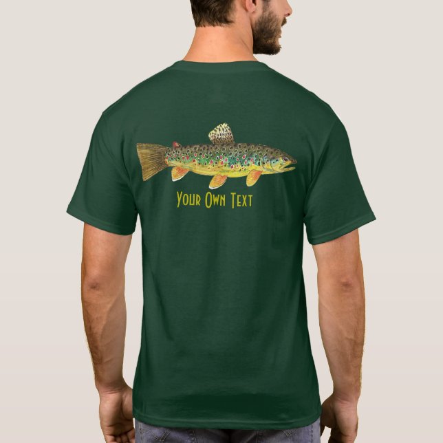 Camiseta Personalizar o Anglas Marrom para Pesca de Trutas (Verso)