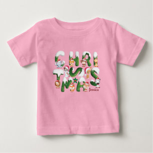 Camiseta Personalizar o Feliz Natal Alphabet Selvagem Anima