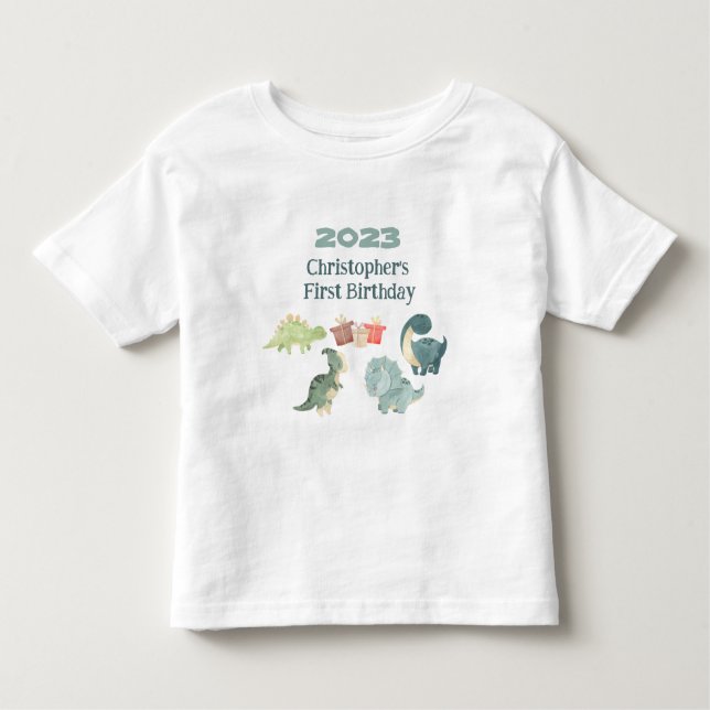 Camiseta Personalizar o Nome Ano Primeiro Aniversário, Cute (Frente)