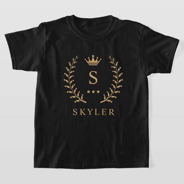 Camiseta Personalizar o nome e o monograma Dourado preto in (Postura )