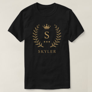 Camiseta Personalizar o nome e o monograma Dourado preto in