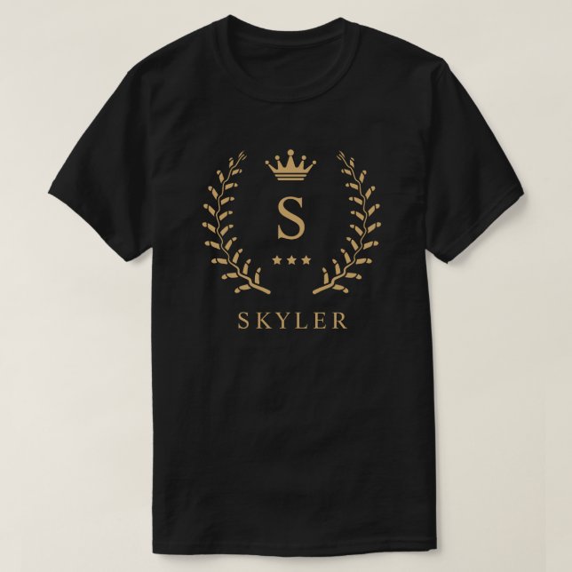 Camiseta Personalizar o nome e o monograma Dourado preto in (Frente do Design)