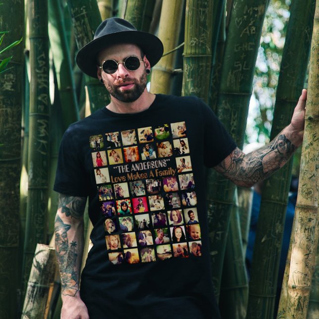 Camiseta Personalizar o texto aqui e a coleção de fotos (Criador carregado)