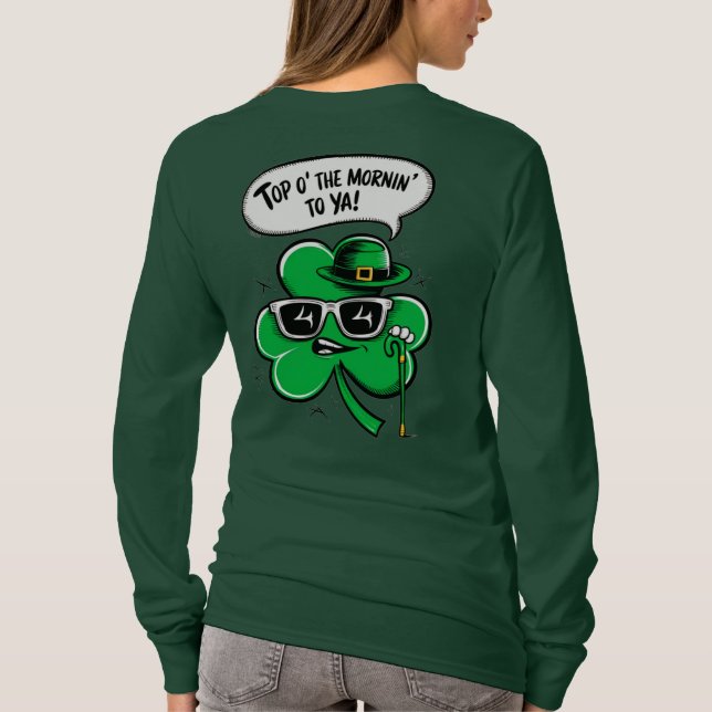 Camiseta Personalizar O Topo Da Manhã Shamrock (Verso)