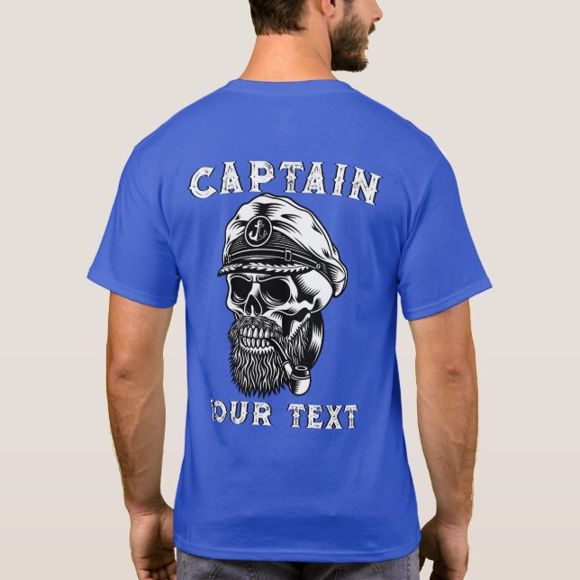 Camiseta Personalizar o tubo de fumagem do capitão do crâni (Verso)
