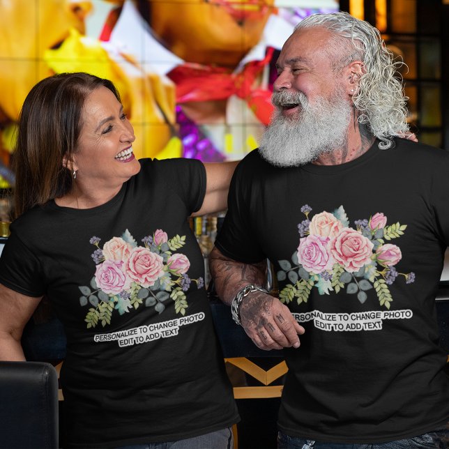 Camiseta Personalizar Personalizar Trabalho de arte de Cota (Custom Personalize Photo Artwork Quote Dark Unisex T-Shirt)