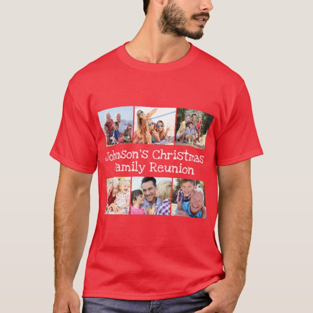 Camiseta Personalizar Reunião da Família de Natal Colagem d (Frente)