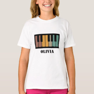 Camiseta Personalizar teclas de piano em preto e branco