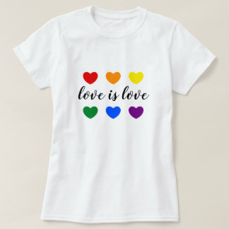 Camiseta Personalizar Texto Amor é Amor Corações LGBT do Ar