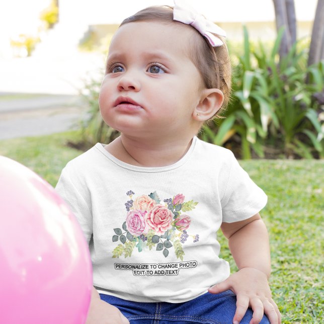 Camiseta Personalizar Trabalho de arte de Fotografia Person (Custom Personalize Photo Artwork Add Text Slogan Baby T-Shirt)