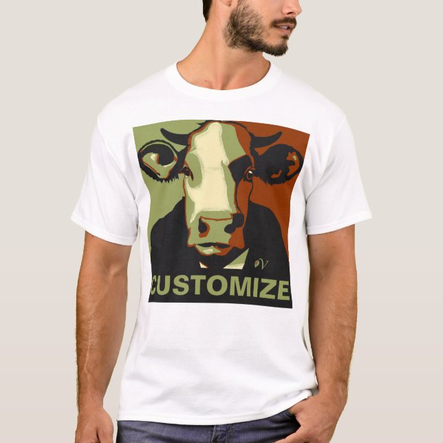 Camiseta Personalizável! Camouflage Pop Art Cow Tshirt (Frente)