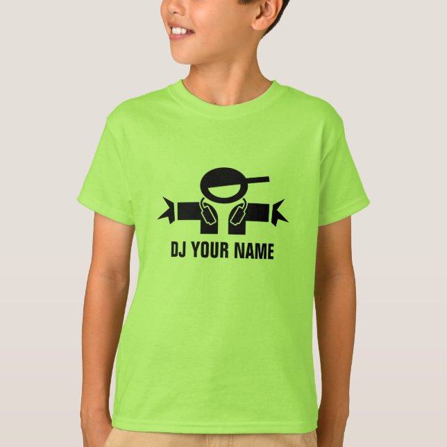 Camiseta personalizável de DJ verde lima para cria (Frente)