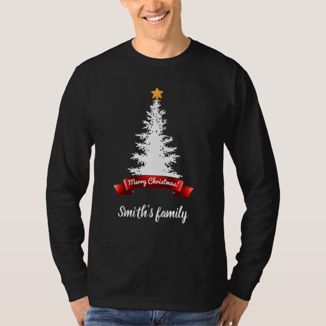 Camiseta personalizável de manga longa Feliz Natal (Frente)