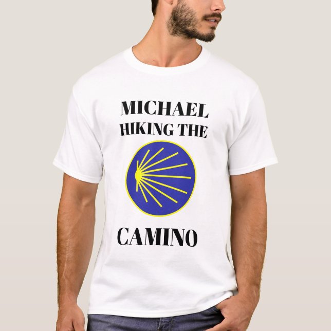 Camiseta Personalizável "Michael Hiking the Camino" (Frente)