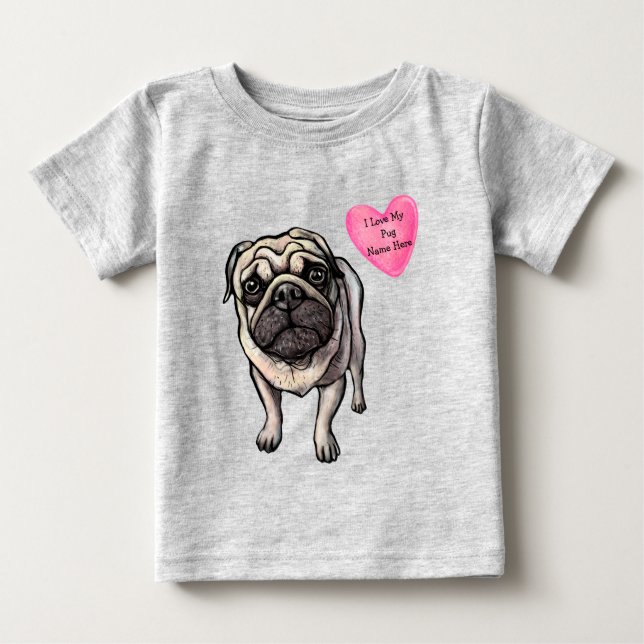 Camiseta Personalize Amor ao Meu Pug Cão Pet (Frente)