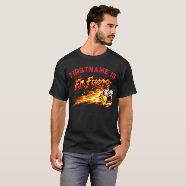 Camiseta Personalize Bola de tênis "Em chamas" em chamas. (Frente Completa)