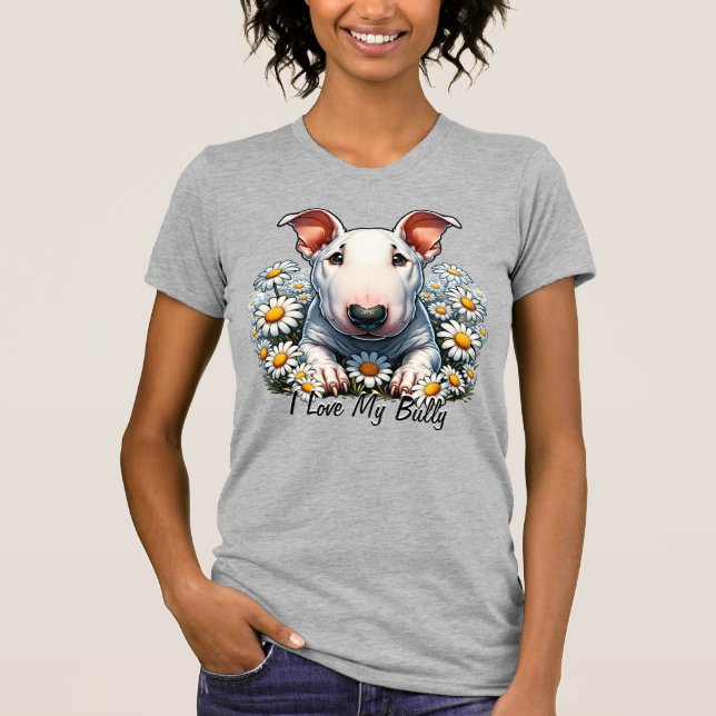 Camiseta Personalize Bull Terrier em Daisies (Frente)