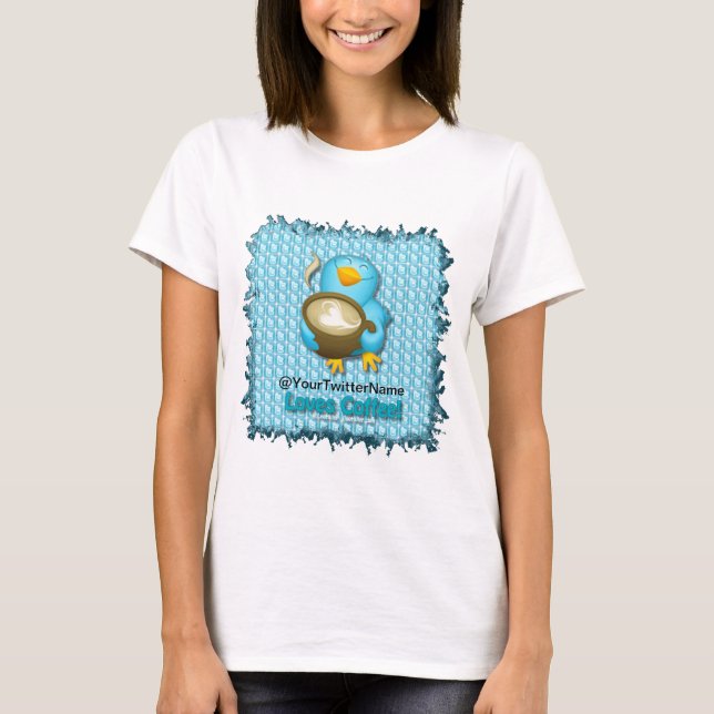 Camiseta Personalize C/ Seu Nome no Twitter Café Pássaro (Frente)