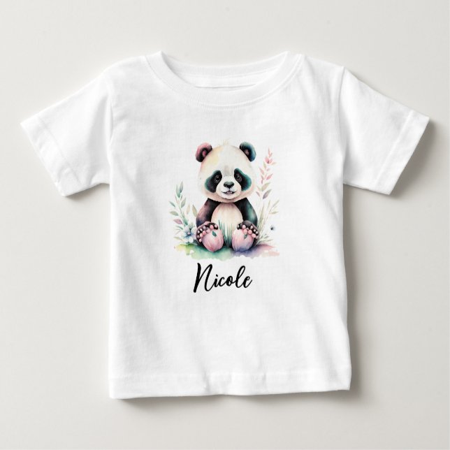 Camiseta Personalize Crianças Bebê Panda Urso (Frente)