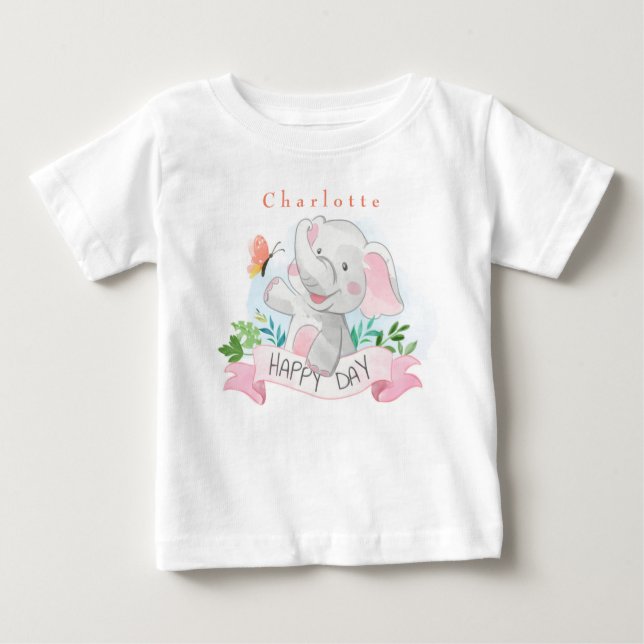Camiseta Personalize Elefante Brinca ao Ar Livre com Borbol (Frente)