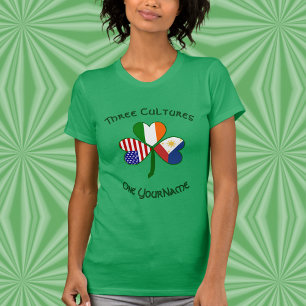 Camiseta Personalize Filipinas Irlanda EUA Trevo Mulheres