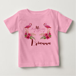 Camiseta Personalize Flamingo Hibiscus Rosa Feminino Aniver