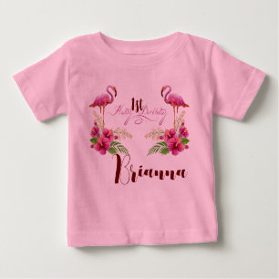 Camiseta Personalize Flamingo Hibiscus Rosa Menino Rosa, An