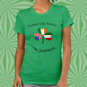 Camiseta Personalize Itália Irlanda EUA Trevo Feminino