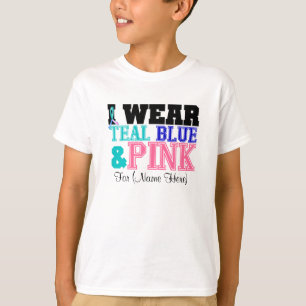Camiseta Personalize-me vestem o cancer cor-de-rosa & azul