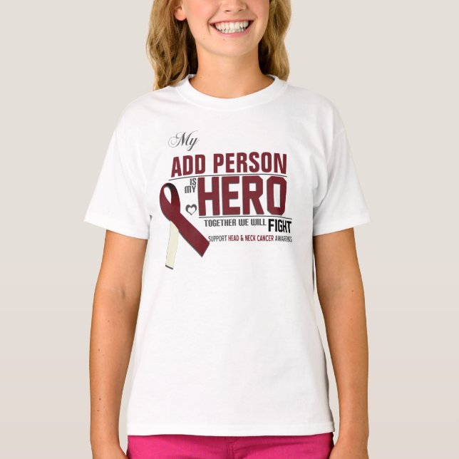 Camiseta Personalize MEU HERÓI:  Cancer da cabeça & do (Frente)