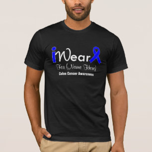 Camiseta Personalize o cancro do cólon da fita azul
