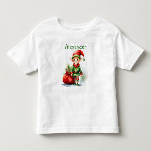 Camiseta Personalize o elfo de Natal do Name com o saco de