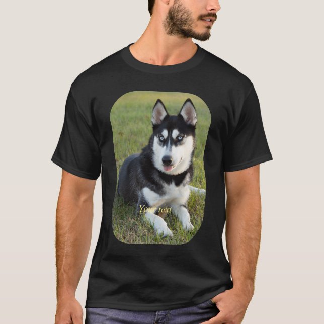 Camiseta Personalize o feliz cachorrinho Siberiano Husky (Frente)